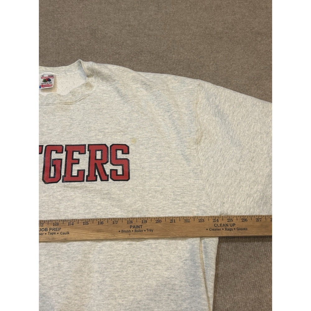 Vintage Rutgers 1990's Sweatshirt Fruit of The Loom Tag Pullover Gray XL - Picture 6 of 7